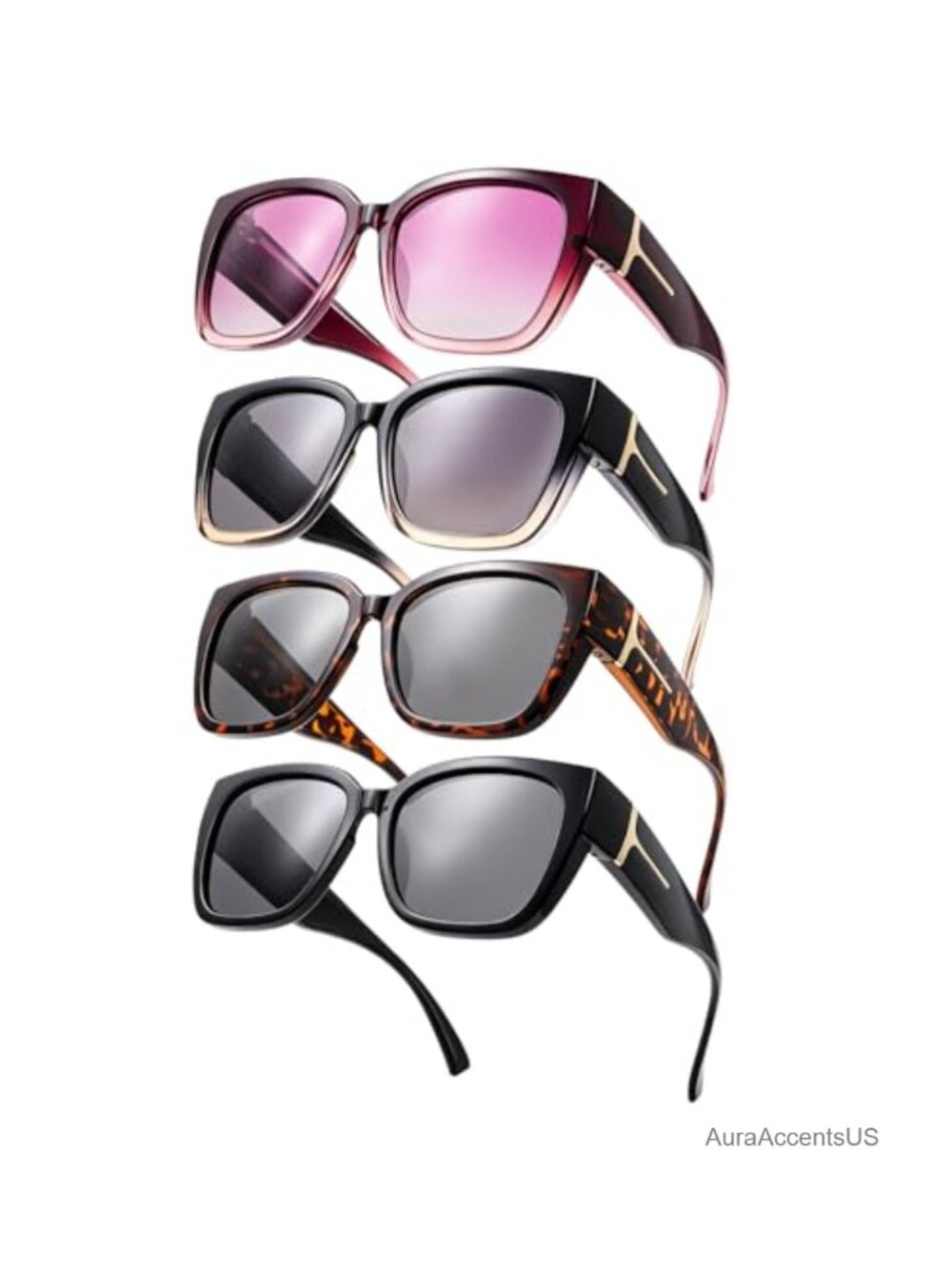 Polarized Fit Over Sunglasses 4 Pack UV400 Oversized Square Full Frame